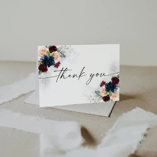 Burgundy and Navy Baby Shower Thank You Card