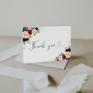 Burgundy and Navy Baby Shower Thank You Card