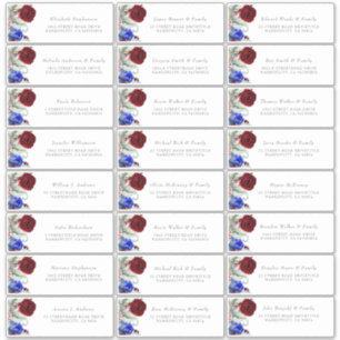 Burgundy and Navy Blue Guest Name Address Labels