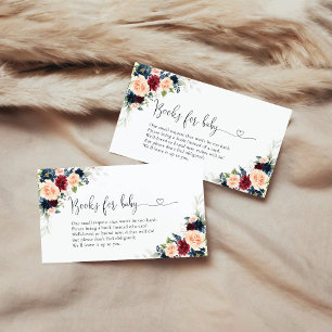 Burgundy and Navy Books For Baby Enclosure Card