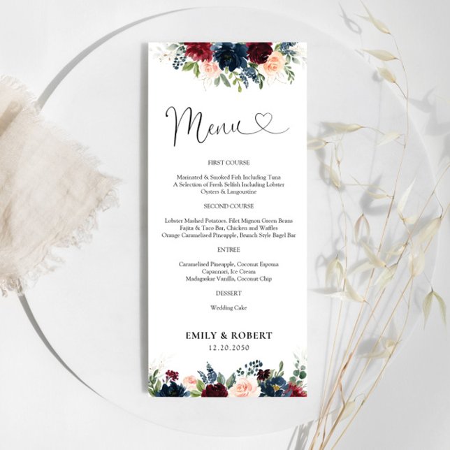 Burgundy and Navy Bridal Shower Menu (Creator Uploaded)