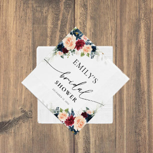 Burgundy and Navy Bridal Shower Napkin