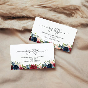Burgundy and Navy Bridal Shower Registry Card