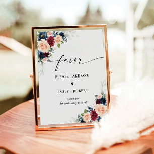 Burgundy and Navy Favour Sign