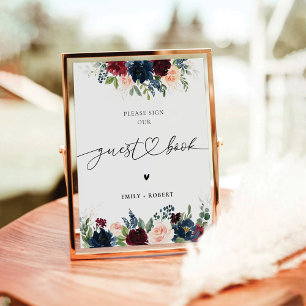 Burgundy and Navy Guest Book Sign