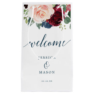 Burgundy and Navy Hotel Welcome Gift Bag