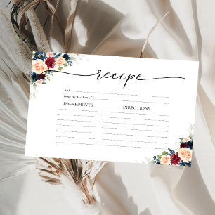 Burgundy and Navy Large Recipe Card