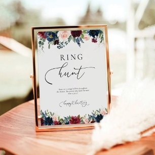 Burgundy and Navy Ring Hunt Sign