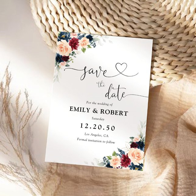 Burgundy and Navy Save The Date Cards (Creator Uploaded)