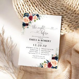 Burgundy and Navy The Night Before Invitation