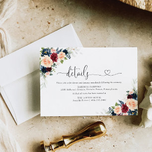 Burgundy and Navy Wedding Card