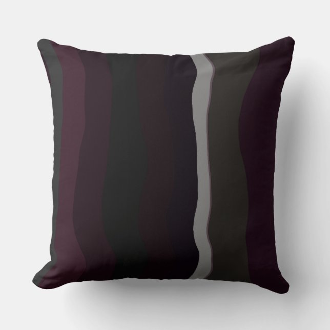 Burgundy and Olive Wavey Stripes Cushion (Front)