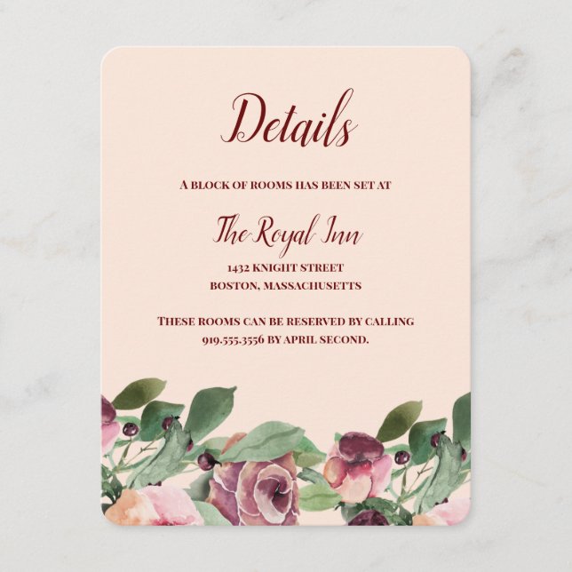 Burgundy and Peach Floral Watercolor Enclosure (Front)