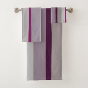 Burgundy and pink Abstract Stripes Bath Towel Set
