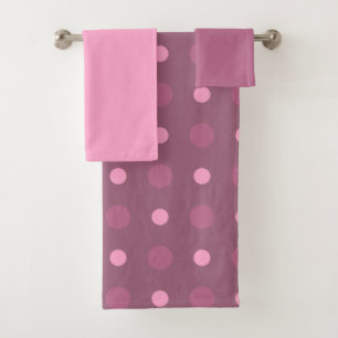 Burgundy and pink dots bath towel set