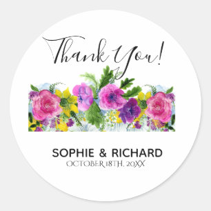 BURGUNDY and PINK FLORAL GARLANd Classic Round Sticker