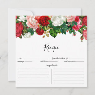 Burgundy and Pink Floral Garland Recipe Card