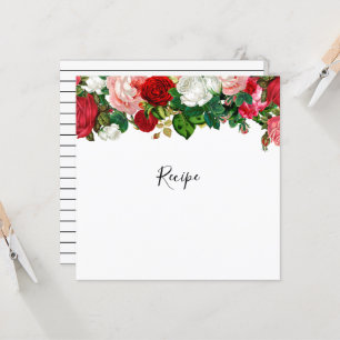 Burgundy and Pink Floral Garland Recipe Card