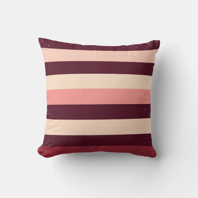 Burgundy and Pink Grunge Stripes Cushion (Front)
