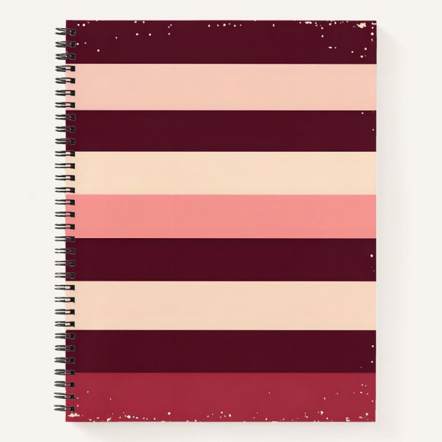 Burgundy and Pink Grunge Stripes Notebook (Front)