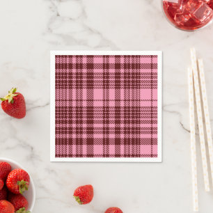 Burgundy and Pink Plaid Tartan Design Napkin