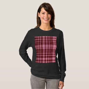 Burgundy and Pink Plaid Tartan Design T-Shirt