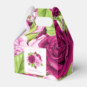 Burgundy and Pink Roses Favour Box
