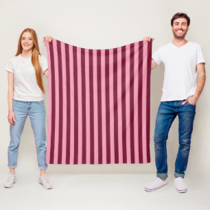Burgundy And Pink Stripe Pattern Bold Cherry Red Fleece Blanket