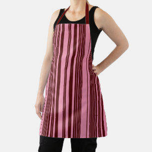 Burgundy and Pink Stripes Pattern Design Apron