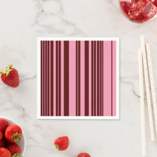Burgundy and Pink Stripes Pattern Design Napkin