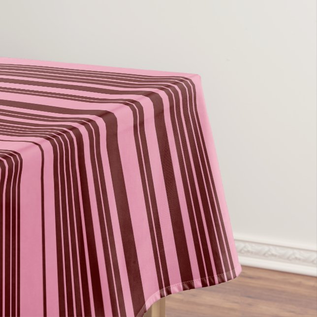 Burgundy and Pink Stripes Pattern Design  Tablecloth (In Situ)