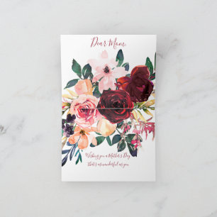Burgundy and pink watercolor floral Mother's Day Card