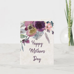 Burgundy and pink watercolor floral Mother's Day Card