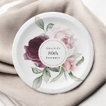 Burgundy and Pink Watercolor Roses 80th Birthday Paper Plate<br><div class="desc">Beautiful watercolor roses floral paper plates to add a personal look to your birthday party. This design is especially for a 80th birthday celebration, but the text can be edited to anything you wish! This lovely design feature a floral bouquet with a centre frame inset that you can personalise with...</div>