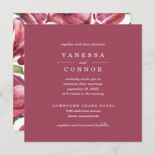 Burgundy and Poppies Classic Boho Floral Wedding Invitation