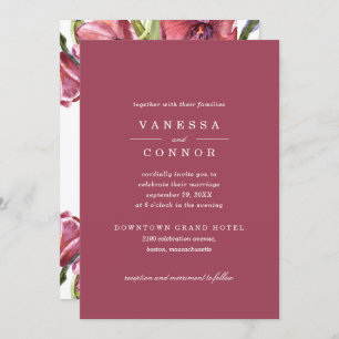 Burgundy and Poppies Elegant Boho Floral Wedding Invitation