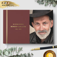 Burgundy and Real Foil In Loving Memory Funeral