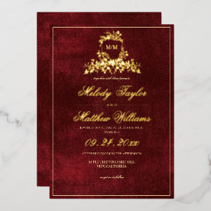 Burgundy and Real Gold Royal Calligraphy Wedding