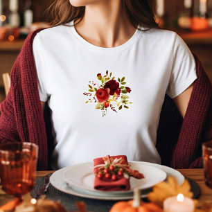 Burgundy and red watercolor roses  T-Shirt