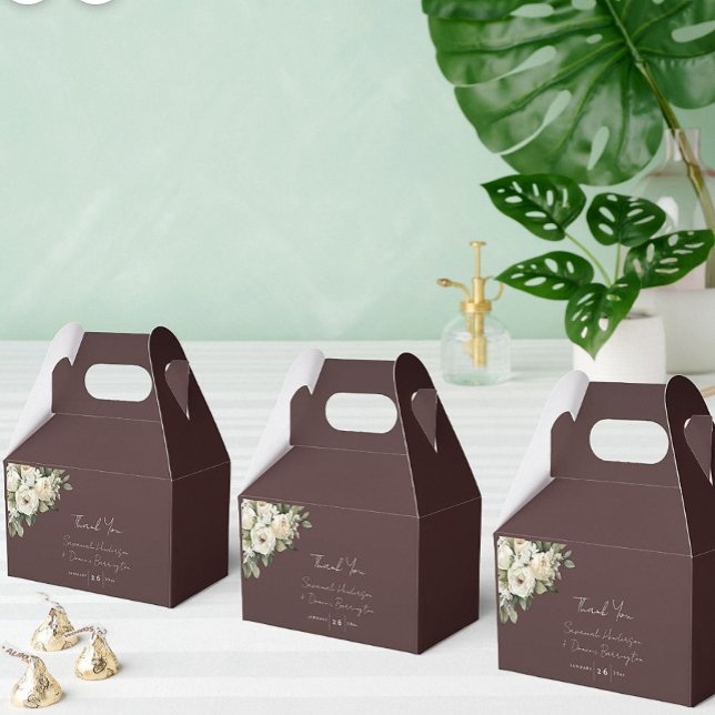 Burgundy and Romantic Roses Wedding Favour Box (Creator Uploaded)