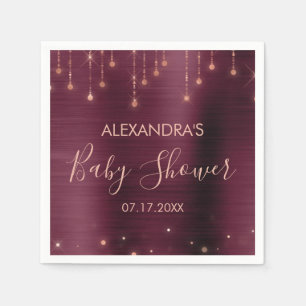 Burgundy and Rose Gold Baby Shower Napkin