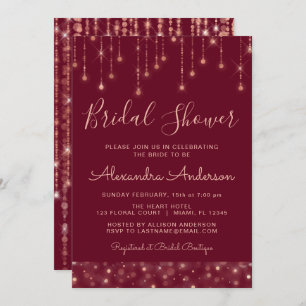 Burgundy and Rose Gold Bridal Shower Invitation