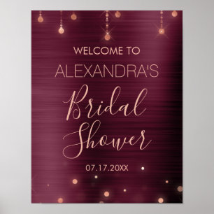 Burgundy and Rose Gold Bridal Shower Poster