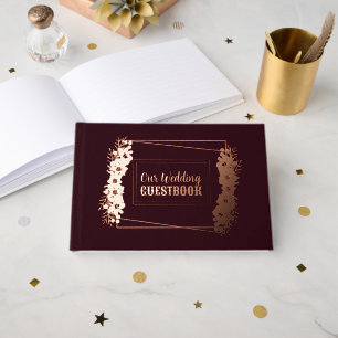 Burgundy and Rose Gold Foil Wedding Guest Book