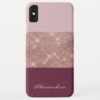 Burgundy and Rose Gold Sparkly Monogrammed