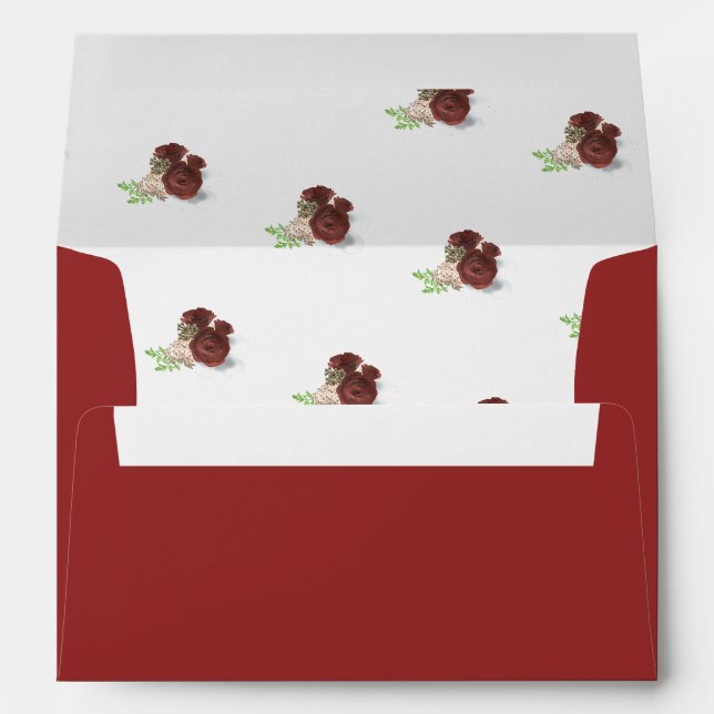 Burgundy and Rose Themed Envelope (Back (Bottom))