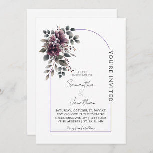 Burgundy and Sage Arch Wedding   Invi Invitation