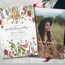 Burgundy and Salmon Pink Wild Flowers Graduation