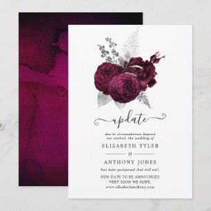 Burgundy and Silver Floral Wedding Invitation