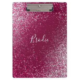 Burgundy and Silver Glitter Clipboard